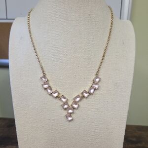 RJ Graziano Frosted Pink Rhinestone Necklace